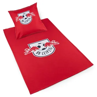 RB Leipzig Bettwäsche - Wappen - rot 2teilig 135 x 200 cm RBL - Plus Lesezeichen Wir lieben Fußball - Einheitsgröße