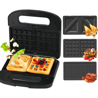 Extralink SMART LIFE Grill und Waffeleisen mit austauschbaren Platten, 1000W Kontaktgrill, Antihaftbeschichtung, einfacher Reinigung, Sandwichmaker, Waffeleisen, Panini Maker