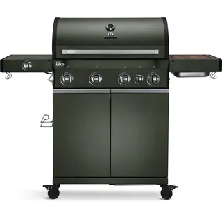 BURNHARD Gasgrill Big Fred, 4-Brenner, 900 Grad Infrarot-Keramikbrenner, Heckbrenner, Gusseisenrost, Pulverbeschichteter Stahl, Green Edition grün