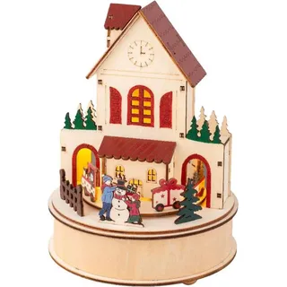 Kleines Haus mit Microled, mit Musik und Bewegung, 15x20,3cm. lumineo - Weiß
