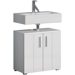 trendteam smart living - Waschbeckenunterschrank Unterschrank - Badezimmer - Wons - Aufbaumaß (BxHxT) 60 x 58 x 34 cm - Farbe Weiß Hochglanz - 220730101