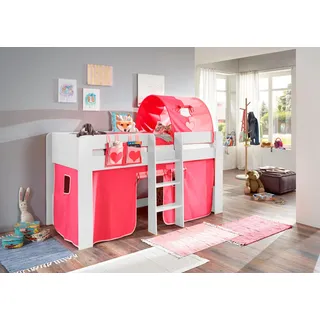RELITA Hochbett Andi 90 x 200 cm Buche dekor weiß pink rosa