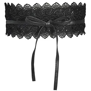 QKEPCY Breiter Spitzen Taillengürtel Bindegürtel Damen Wickelgürtel Korsettgürtel Taille Band Schleife Elegant Vintage Corsagengürtel - Einheitsgröße