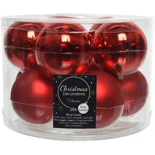 Decoris Weihnachtskugel aus Glas, Rot