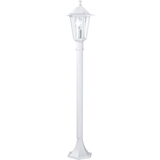 EGLO Außen-Stehlampe Laterna 5, 1 flammige Außenleuchte, Stehleuchte aus Aluguss und Glas, Farbe: Weiß, Fassung: E27, IP44
