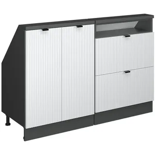 Vicco Unterschrank R-Line 120 x 81,6 x 46 cm Weiß Riffel/Anthrazit