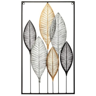 Atmosphera Créateur d'intérieur Wanddekoration Blätter - Metall 37 x 65 cm - Mehrfarbig