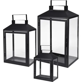 Mojawo Windlicht 3er Gartenlaternen Metall Schwarz