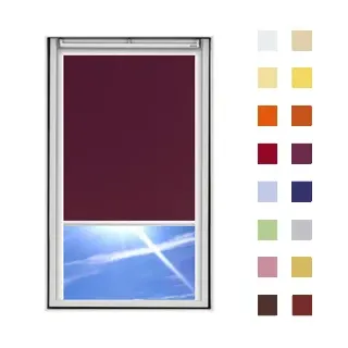 Dachfensterrollo guenstig nach Maß, Stoff Polyester, Farbe weinrot, mit Kassette oder als Springrollo, weitere 120 Farben im Shop