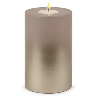 Qult Teelichthalter FARLUCE Levi 8cm Durchmesser taupe / cremegold Dauerkerze Kunststoffkerze 12 cm