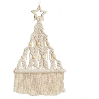 JINSBON Weihnachtsbaum-Makramee-Set, DIY-Weihnachtsbaum, geflochtenes Baumwollseil, Weihnachtsbastel-Wandbehänge, handgefertigter Weihnachtsbaum, Heimdekoration (weiß)