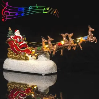 Weihnachtsmann Schlitten mit Rentier LED Figur Weihnachten Deko Haus Tisch Gesch