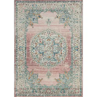Novel Outdoorteppich Salsa Outdoor, Graublau, Altrosa, Textil, orientalisch, rechteckig, 80x150 cm, Oeko-Tex® Standard 100, Bsci, ISO 9001, in verschiedenen Größen erhältlich, pflegeleicht, leicht zusammenrollbar, für Fußbodenheizung geeignet, Teppiche & Böden, Teppiche, Outdoorteppiche
