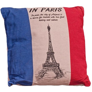 LebensWohnArt Dekokissen »Kissen aus Leinen PARIS mit Flagge«