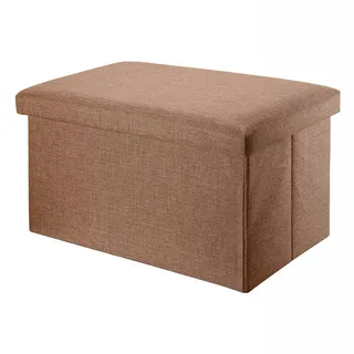 Intirilife Sitzhocker mit Stauraum und Deckel Textil 78 x 38 x 38 cm Bernsteinbraun