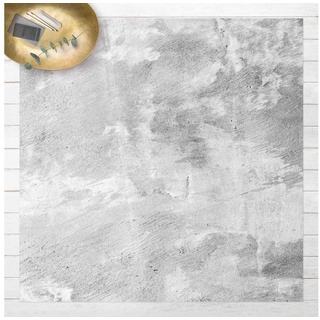 Teppich Vinyl Wohnzimmer Schlafzimmer Flur Küche 3D Shabby Beton, Bilderdepot24, quadratisch - grau glatt, nass wischbar (Küche, Tierhaare) - Saugroboter & Bodenheizung geeignet grau 160 cm x 160 cm