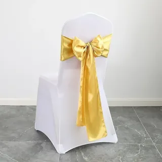 10 Stück 17 X 275 Cm Goldene Satin-stuhlhussen Mit Schleife, Ideal Für Hochzeiten, Zeremonien, Partys Und Geburtstage