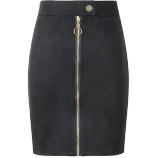 WOYUANSHA Hübscher Rock Bleistiftrock Damen Damen Wildleder Mini Bleistift Röcke Damen Vintage Style Reiß Verschluss Knopf Damen Kurze Röcke XL Schwarz