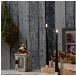 Deluxe Homeart LED-Kerze LED Stabkerzen ELLA Deluxe Tafelkerze flackernd H: 28cm schwarz 2St. (2-tlg) schwarz
