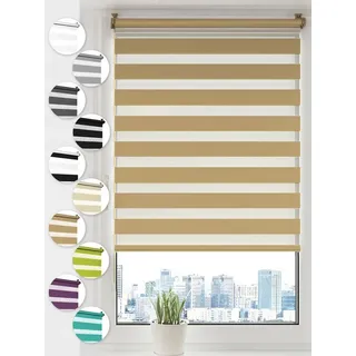 Doppelrollo Klemmfix ohne Bohren Rollos für Fenster und Tür Seitenzugrollo, Sonello, blickdicht, ohne Bohren, freihängend, Klemmfix, 110cm x 150cm Beige Duo Rollo, Lichtschutz, Jalousie mit Klemmträger beige|orange 110 cm x 150 cm