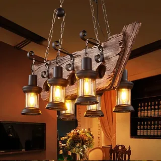 AHQX Vintage Pendelleuchte Leuchte Industrielle Retro Eisen Hängeleuchte Höhenverstellbar E27*4 Glühbirne Vintage Kronleuchter Für Esszimmer Wohnzimmer Küche Hängelampe Bar Antike Pendellampe Deko