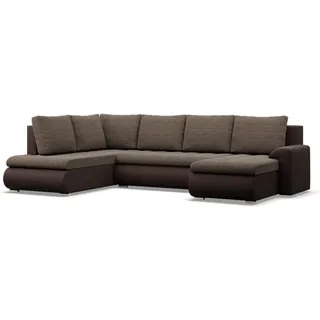 Mebligo - Ecksofa mit Schlaffunktion und 3 Bettkasten FORESTA 300x89x200 (BxHxT) Braun + Braun - Ottomane Links Eckcouch, Couch U Form, Sofa Wohnzimmer, Sofas & Couches, Eckschlafsofa