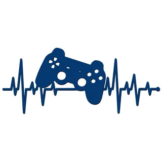 Namofactur 3D-Wandtattoo Holz 3D Wandtattoo Wanddeko Gamer Herzschlag, Gaming Controller Wandtattoo aus Holz, Wandgestaltung für Gamer blau