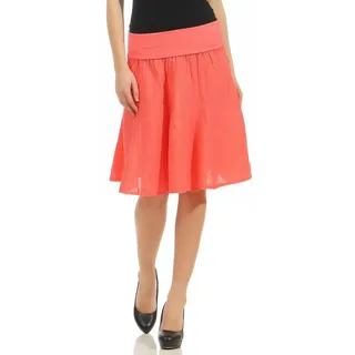 malito more than fashion Sommerrock malito Damen Leinenrock mit Stretchbund, schlichter Glockenrock, Glockenrock mit Jerseybund rosa 36-40