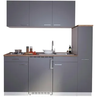 Respekta Miniküche, Grau, Kunststoff, 1,1 Schubladen, nur wie online abgebildet bestellbar, 180 cm, Frontauswahl, links aufbaubar, rechts aufbaubar, Küchen, Miniküchen