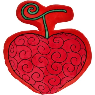 Elbenwald One Piece Teufelsfrucht Kissen im Ope Ope Design 32,5 x 34,5 x 8,5 cm für Anime Fans Herren Damen Unisex rot