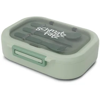 schmatzfatz Brotdose – BPA-Freie Bento-Box Für Kinder, 3 Fächer, Spülmaschinenfest, Inkl. Besteck, Snackbox Mit Fächern, Langlebig Und Luftdicht, Vesperbox Für Kinder, Moosgrün