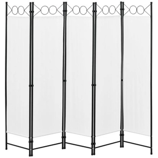 en.casa Paravent, »Saragossa« Spanische Wand 5-teilig Trennwand Umkleide Raumteiler Outdoor Sichtschutz 200x171cm Weiß weiß
