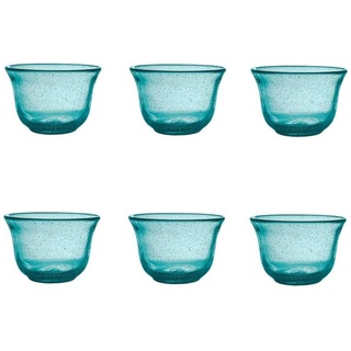 Livellara Milano Set mit 6 türkisfarbenen Glasschalen der Linie Freshness, frisches und zeitgenössisches Design, Maße 8 x 11,5 x 11,5 cm, Gewicht 320 g, ideal für Desserts oder Snacks