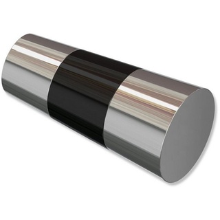 INTERDECO Gardinenstangen-Endstück Tanara (Konus Bicolor), für 20 mm Ø, (Packung, Chrom / Schwarz), 2 Stück schwarz|silberfarben