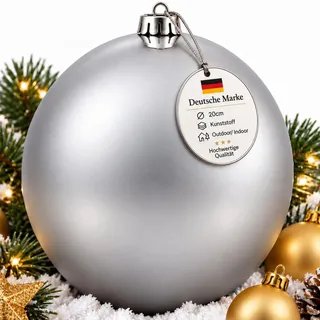Weihnachtskugeln Outdoor XXL Christbaumkugeln Draußen 20cm - 1 Kugel Silber Matt - Silber