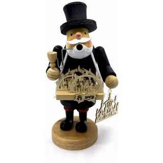 Kaladia Räuchermännchen Schwibbogen Händler mit Bauchladen aus Holz – handbemalte Räucherfigur für Räucherkerzen Größe M (Standard) - Größe: ca. 18 cm - Dekoration für das ganze Jahr