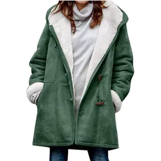 Winterjacke Damen Lang Warm Gefüttert Große Größen Damen Baumwolle Daunenjacke Parka Damen Winter Herbst Mantel Damen(L)