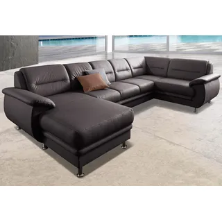 sit&more Wohnlandschaft SIT & MORE "Mailand U-Form, B: 312 cm", braun (mokka), B:312cm H:85cm T:179cm, NaturLEDER (echtes Rindleder)/Korpus passendes Kunstleder Softlux;Luxus-Microfaser Altara Nubuck (100% Polyester);Kunstleder Softlux;Luxus-Kunstleder, Sofas, 