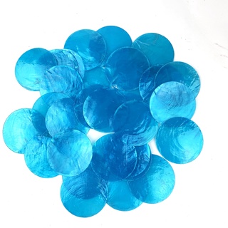 Heyiwell 30 blaue runde Capiz-Muscheln für Heimdekoration, Schmuckherstellung, Basteln, Dekoration, Windspiel, 5,1 cm
