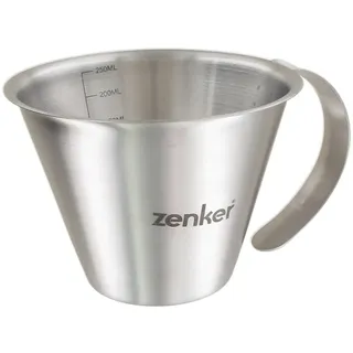 Zenker 44991 Messbecher Skala 250 ml, Messbecher für Flüssigkeiten, Messbecher, Edelstahl, Silber, 12,5 x 10 x 7 cm
