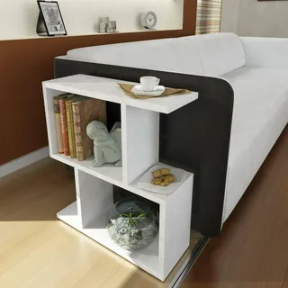 Dmora Couchtisch Sadira 50x17,5x55,4h cm Weiß, Zeitschriftenhalter