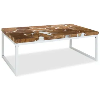 vidaXL Couchtisch Teak Weiß 110 x 60 x 40 cm