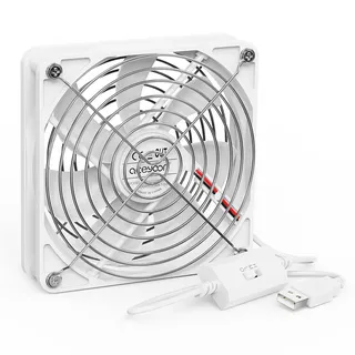 aceyoon PC Lüfter 5V 140mm, Weiß USB Lüfter mit 3 Einstellbare Geschwindigkeiten USB Computer Ventilator mit Metallgitter Mini Fan CPU Kühler mit Metallgitter Kompatibel mit PS5/Laptop/TV Box/Router
