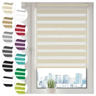 Sonello Doppelrollo Klemmfix ohne Bohren 50 cm x 130cm Creme Fensterrollo
