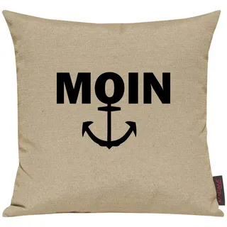 Shirtinstyle Sofakissen Moin Anker, Größe 40 x 40cm, Farbe Beige