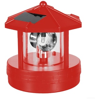 Solar Leuchtturm, LED Solarbetriebener Leuchtturm, für 360 Grad rotierende Lampe, wasserdichte Straßenlaterne, Außenturmlampe für Außen Garten Deko, Rot