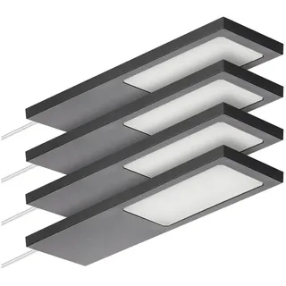 SOTech 4er Set LED Möbelleuchten GIULIA II Ohne Sensor Schwarz 2700K Warmweiß inkl. Trafo und Verteiler