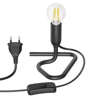 ledscom.de Tischlampe TRIN schwarz mit Stecker und Schalter inkl. E14 LED Lampe, 3-Stufen-dimmbar über Lichtschalter, warmweiß, W, 542lm