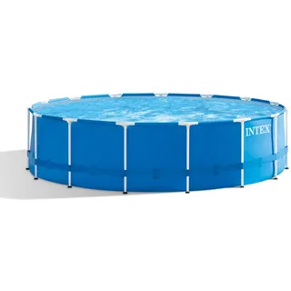 Intex Metal Frame Pool Set - Aufstellpool - Ø 457 x 122 cm - Zubehör enthalten, Grau, 28236