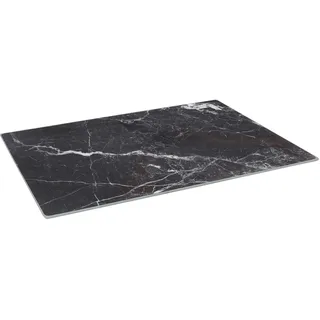 Harbour Housewares Glas Schneidebrett Schwarz Marmor 50 x 40 cm Küche | Großes Glas Schneidebrett in Schwarz-Marmor, gehärtet, hitzebeständig, hygienisch & kratzfest, rutschfest mit Gummifüßen
